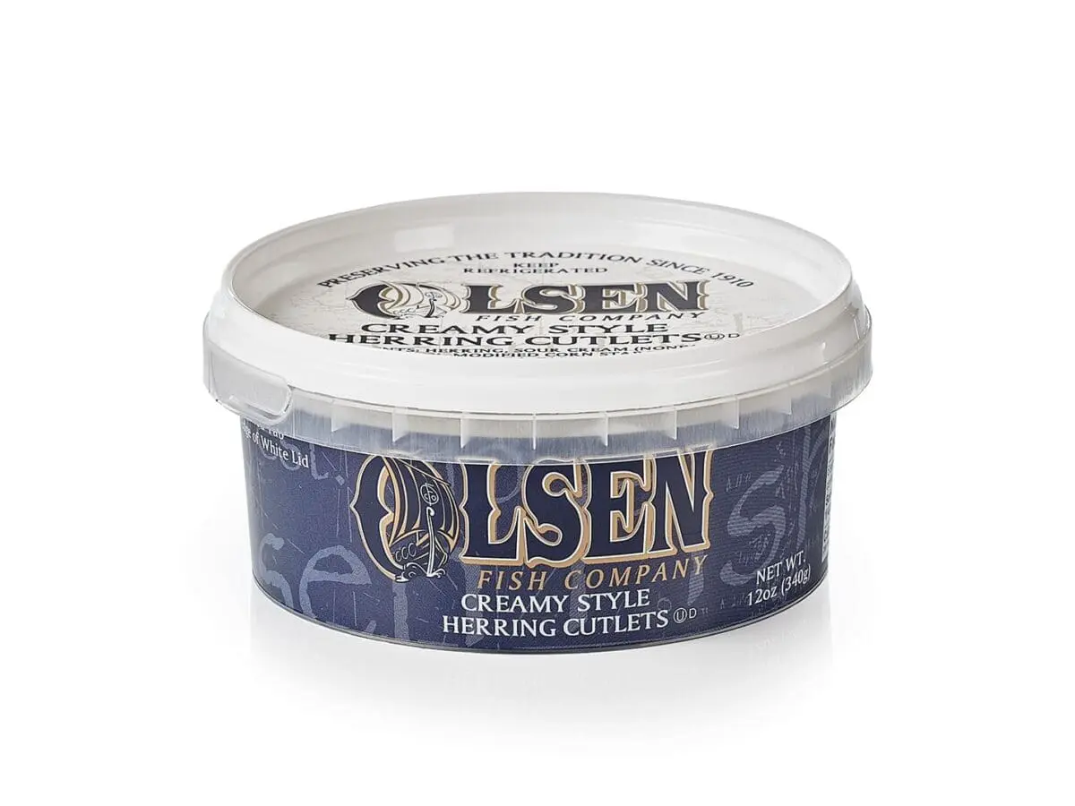 Olsen Fish Company creamy herring cutlets tub