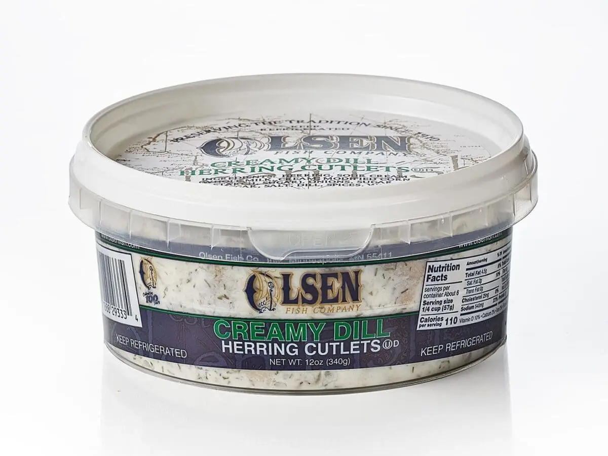 Olsen creamy dill herring cutlets tub