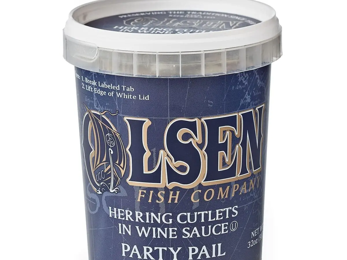 Olsen Fish Company herring cutlets party pail