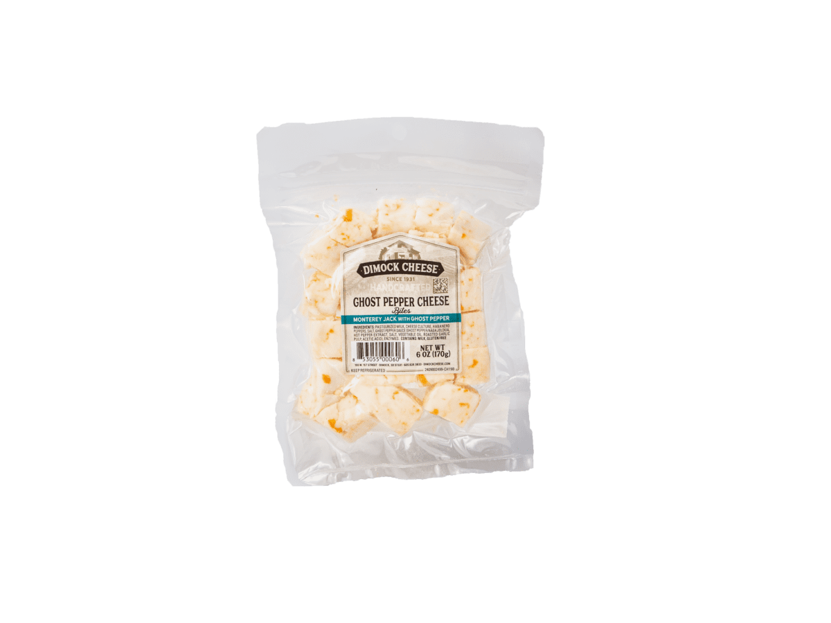 Vacuum-sealed ghost pepper cheese chunks