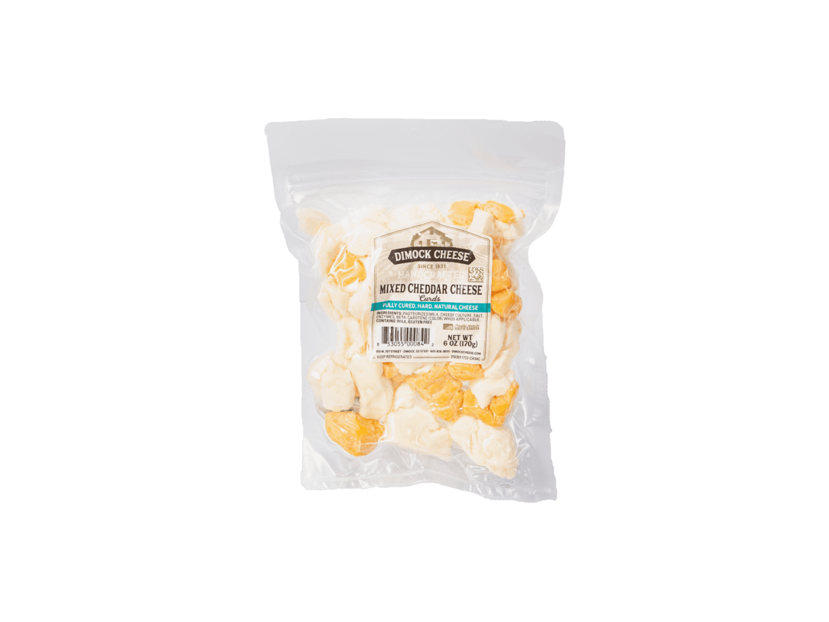 Bag of mixed cheddar cheese curds
