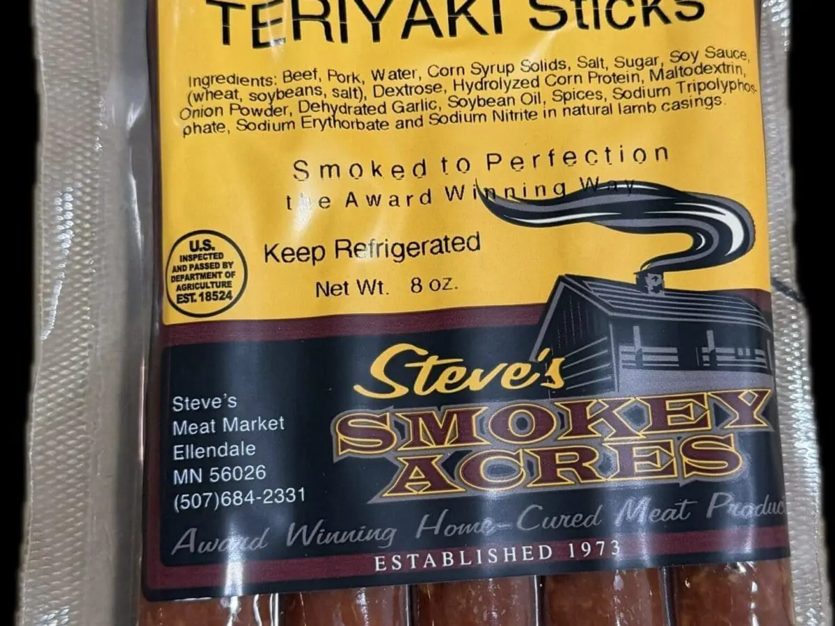 Vacuum sealed teriyaki smoked meat sticks
