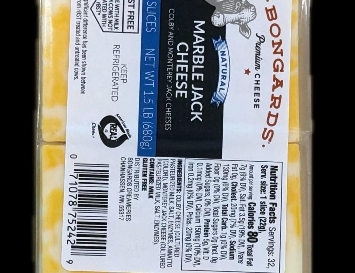 Marble Jack cheese block in packaging