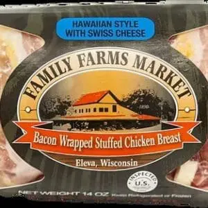 Bacon-wrapped stuffed chicken breast package