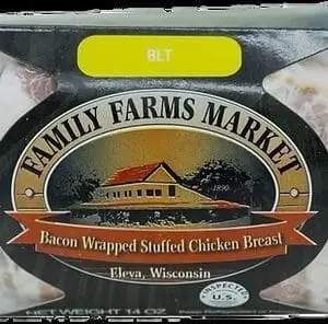 Bacon-wrapped stuffed chicken breast package