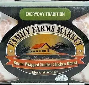 Family Farms Market bacon-wrapped stuffed chicken package
