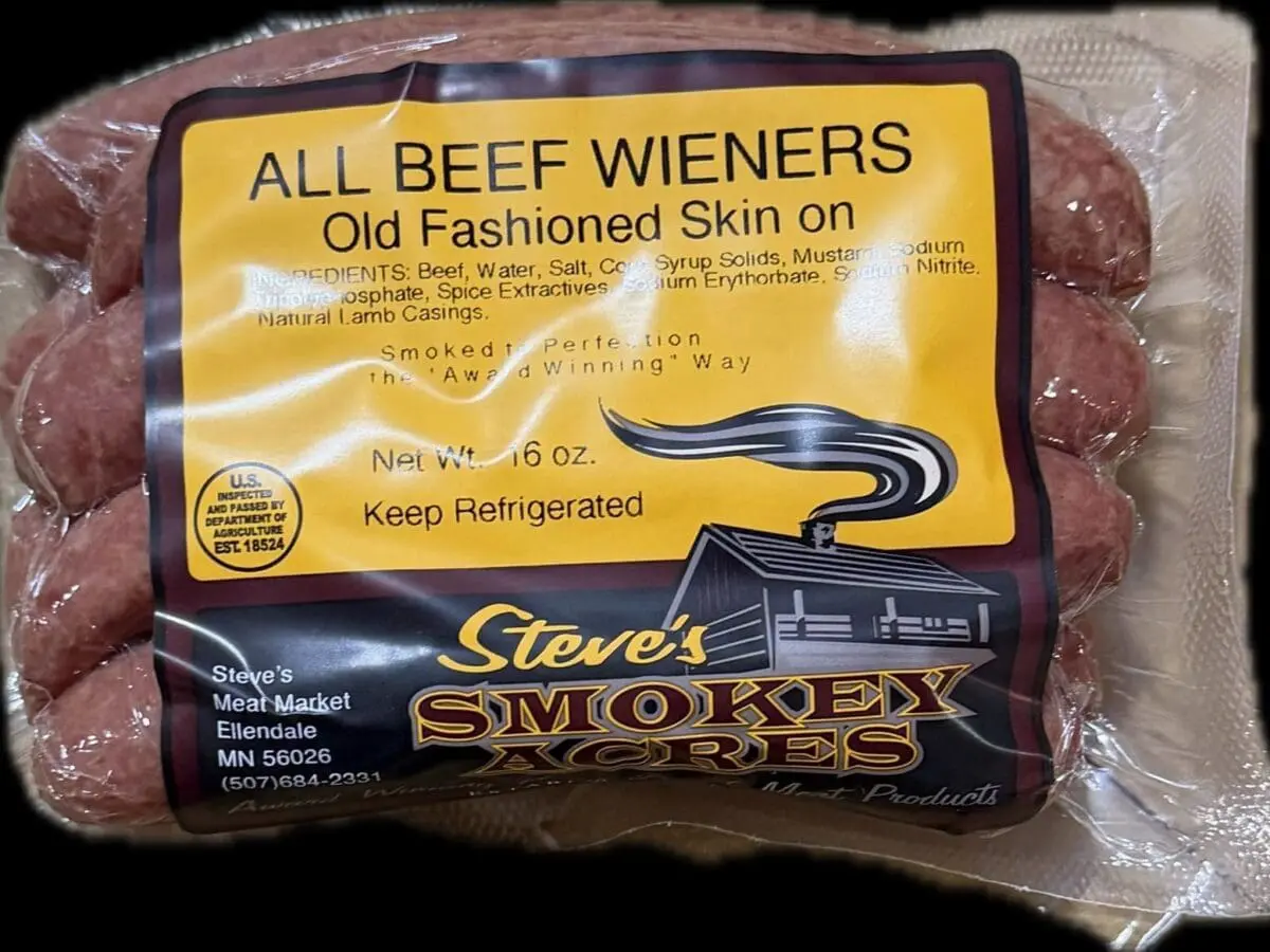 Vacuum-sealed package of all-beef wieners