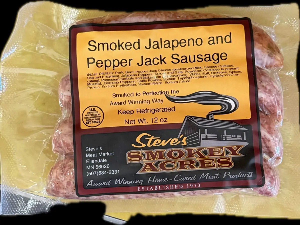 Smoked jalapeno and pepper jack sausage package