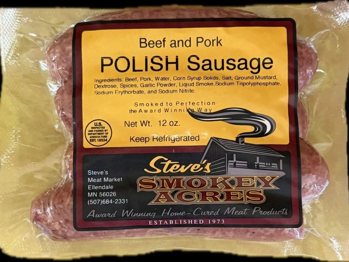 Packaged beef and pork Polish sausage