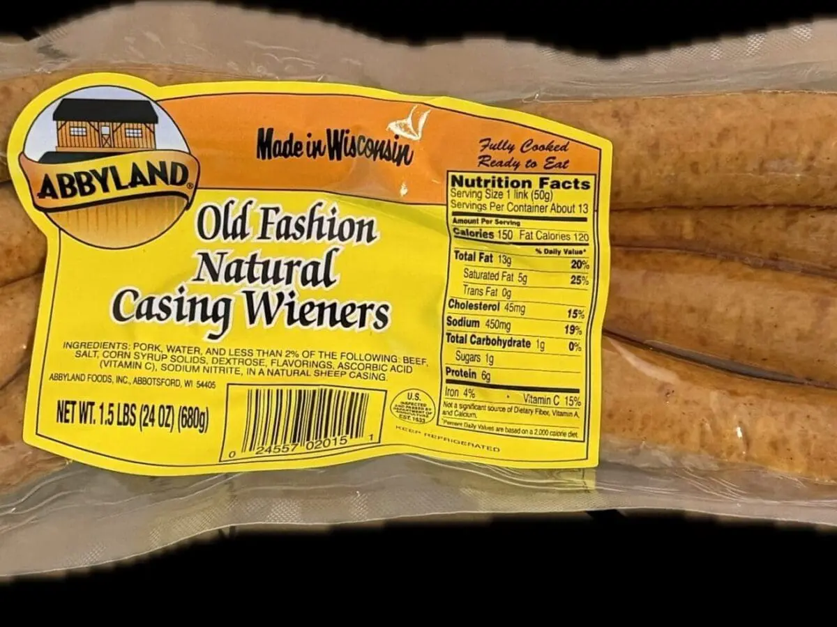 Packaged Abbyland natural casing wieners