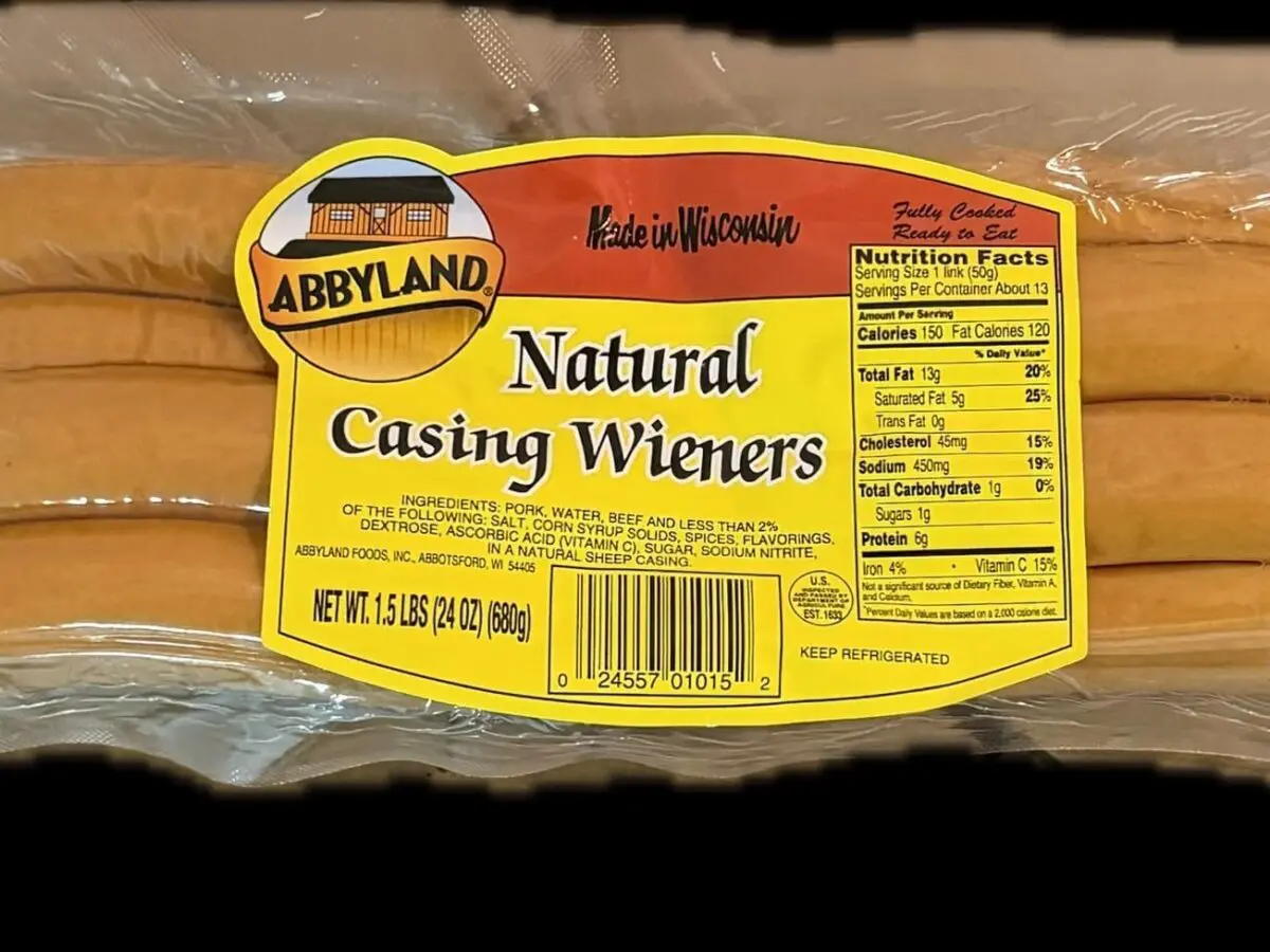 Packaged Abbyland natural casing wieners
