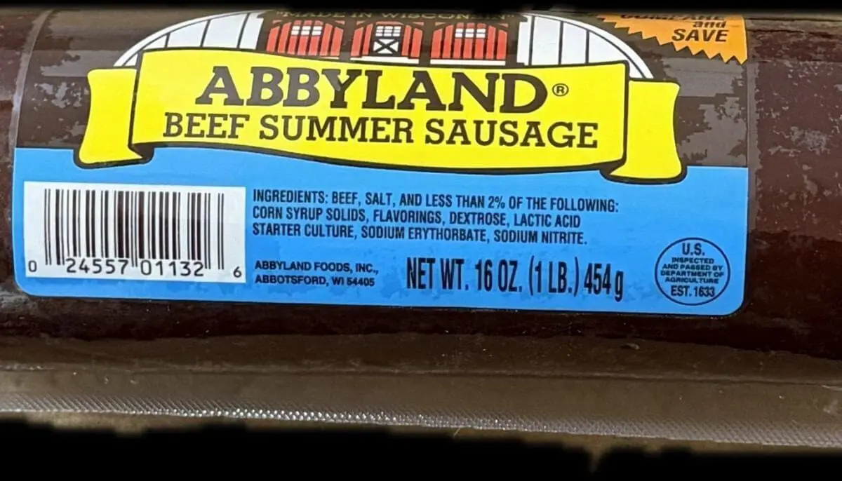 Package of Abbyland beef summer sausage