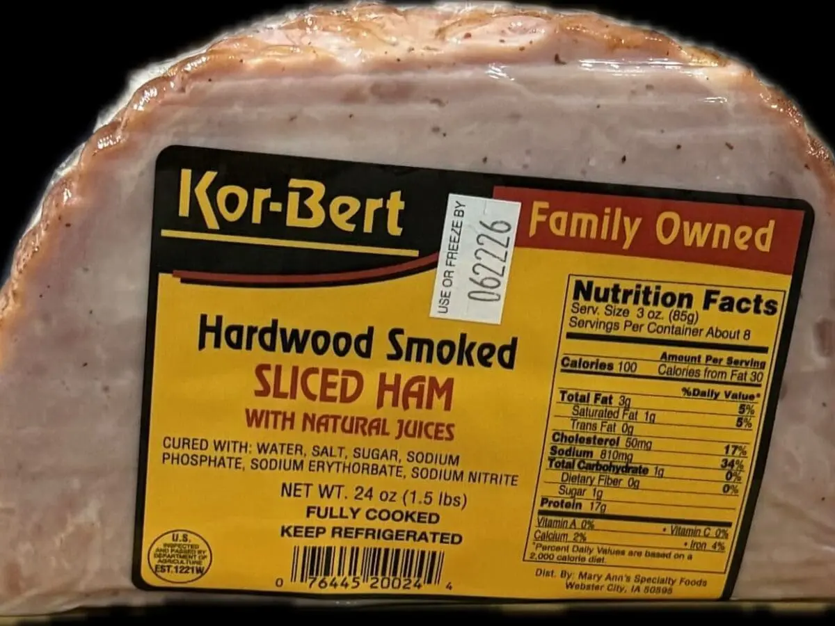 Packaged Kor-Bert hardwood smoked sliced ham