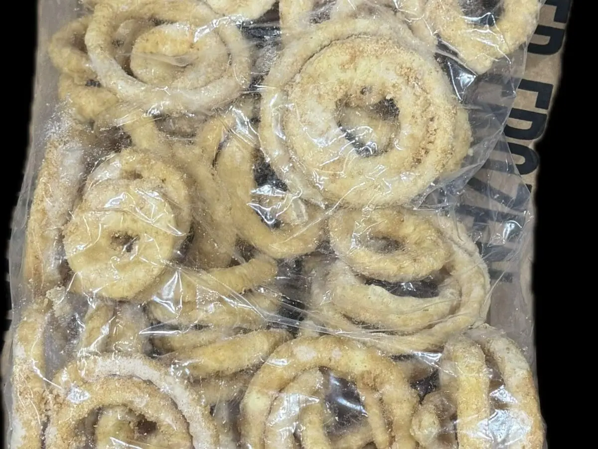 Bag of frozen breaded onion rings