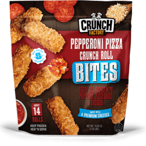 Crunch Factory pepperoni pizza roll bites package