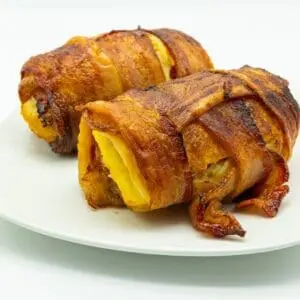 Bacon-wrapped egg and cheese rolls