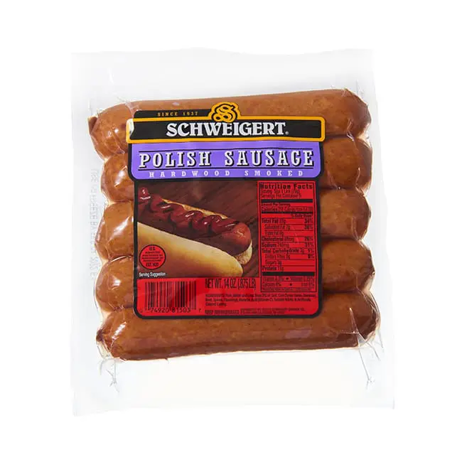 Pack of Schweigert Polish smoked sausages