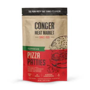 Package of Conger Meat Market pizza patties