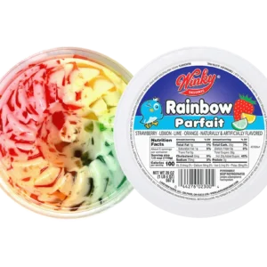 Rainbow parfait cup with colorful swirls