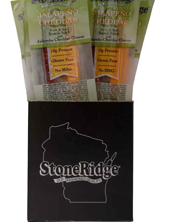 StoneRidge jalapeno cheddar snack packs display