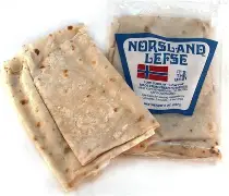 Packaged Norwegian lefse flatbread with label